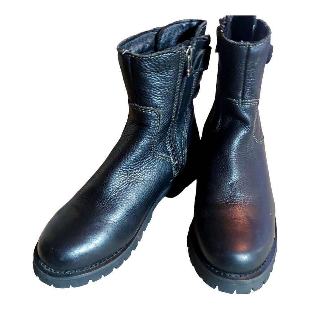 Xelement 8.5 M Black Leather Motorcycle Boots Women's Lace Back Biker Riding